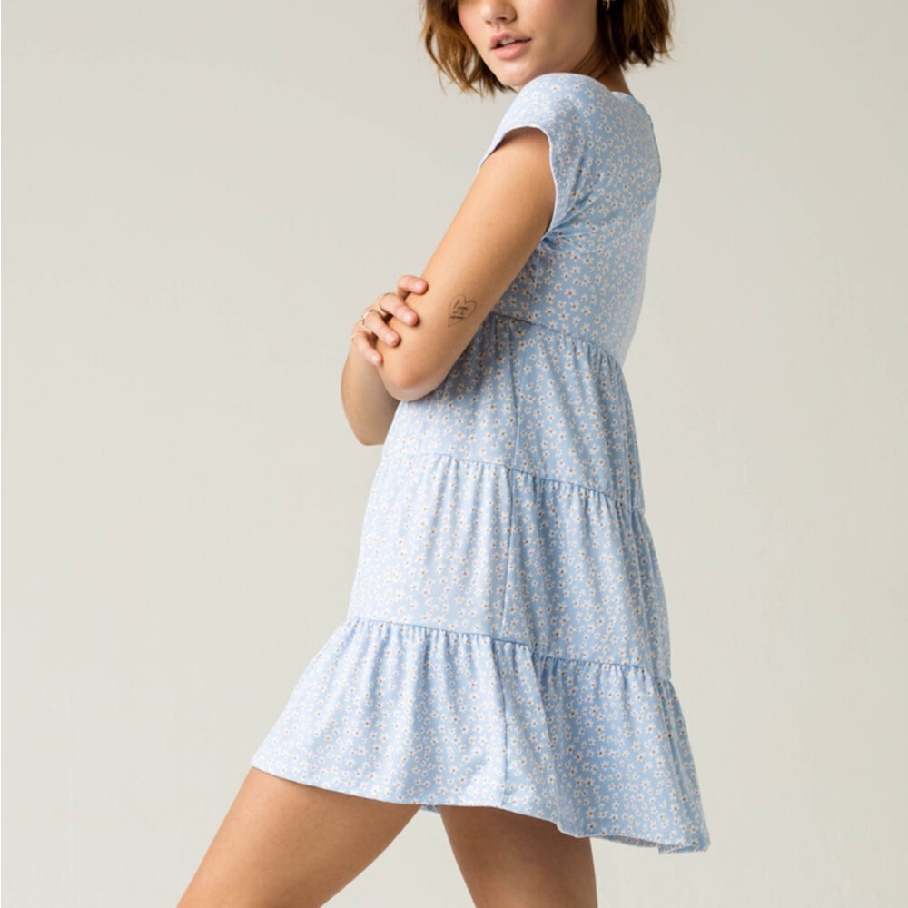 Blue Floral Babydoll Dress
